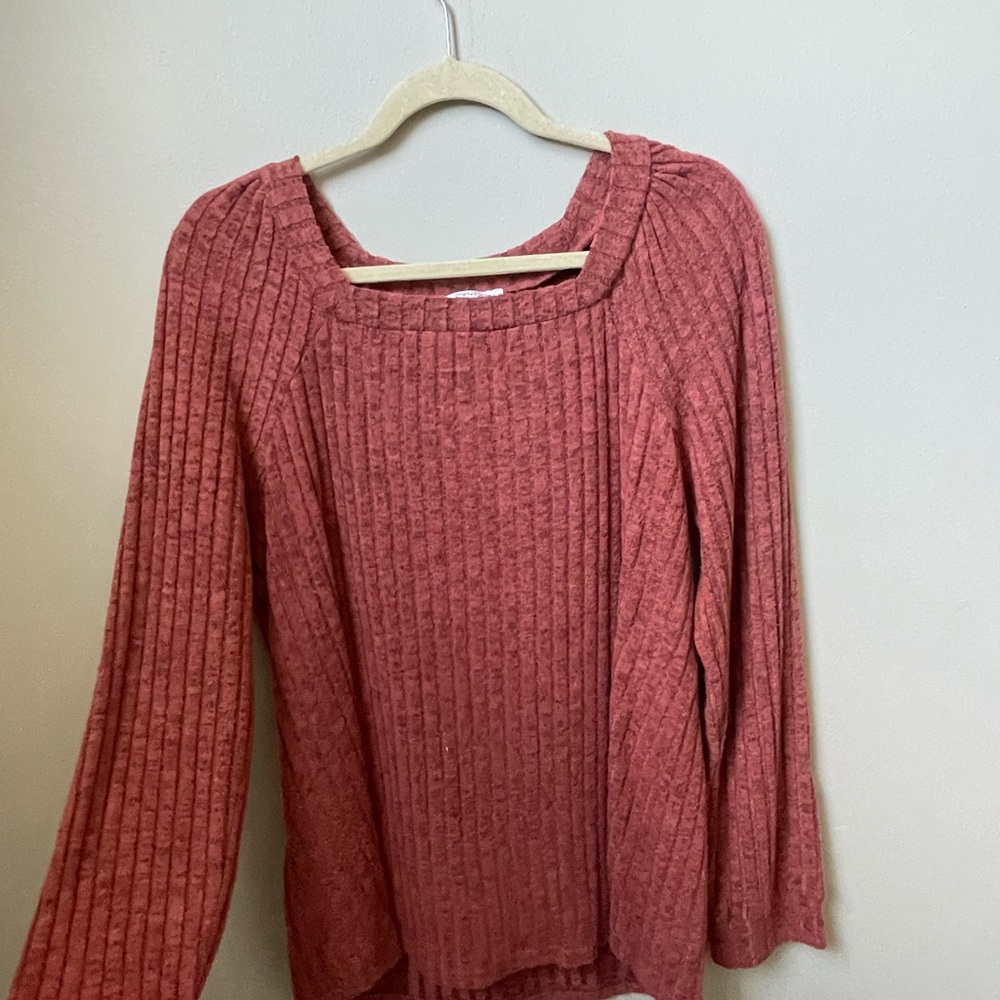 NWOT SimpleFun Ribbed Rose Long Sleeve Top NWOT